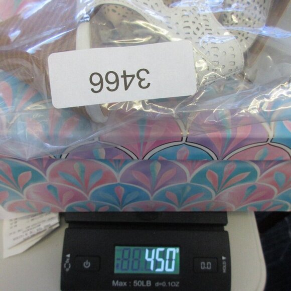 Vince Camuto Esten Heeled Sandal Women Size 7 White Cut Out Heeled Leather 450 - Picture 9 of 9